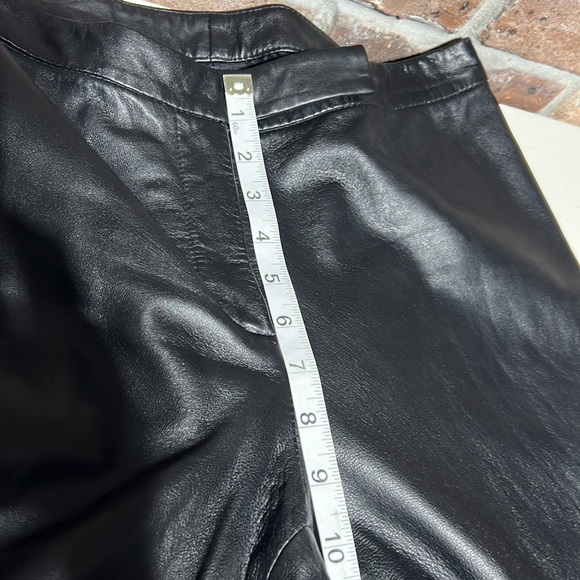 INC Jet Black Genuine Leather Straight Leg Mid Rise Pants - Picture 8 of 15